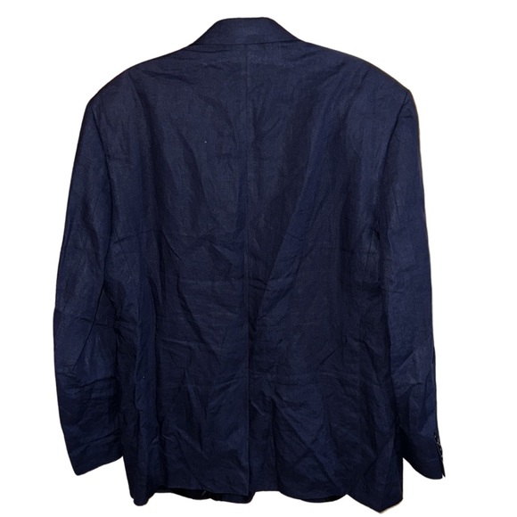Lauren Ralph Lauren Navy Blue Linen Blazer Size 44R - Picture 5 of 8